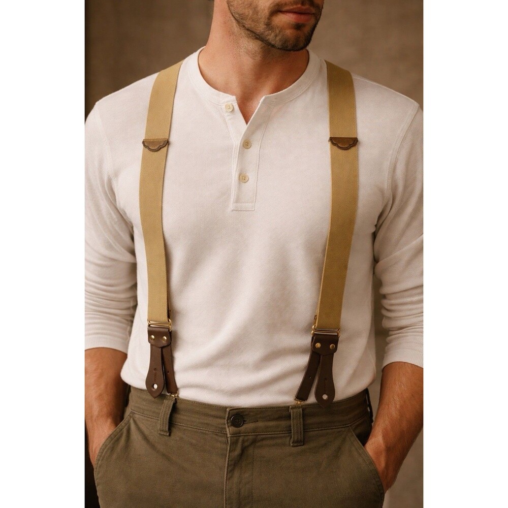 NWT Filson Tab Suspenders Style 200 Tan USA Made Button Braces Long